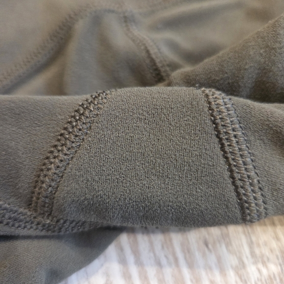 Lululemon Athletica Principal Dancer Leggings With Gold Trim- In Army Green - Picture 8 of 9